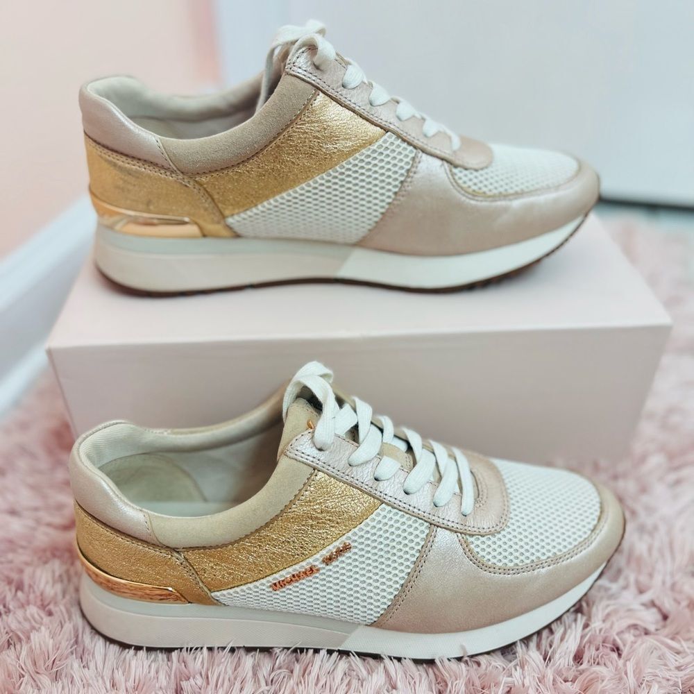 Michael Kors Allie Leather Trainers Rose Gold size 8.5 - Picture 5 of 8